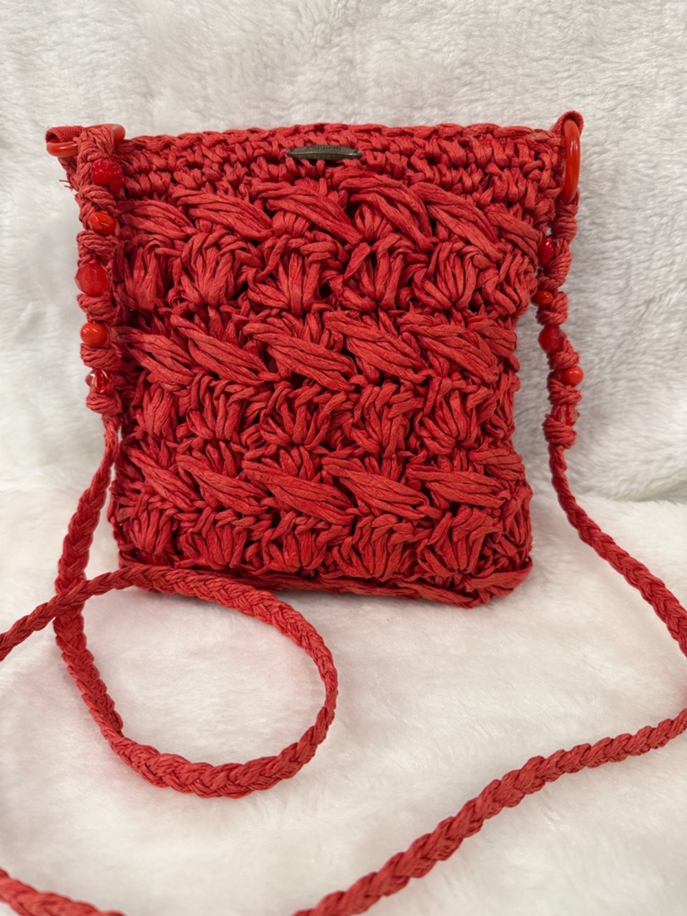 Cappelli Straworld Red Crochet Crossbody Bag